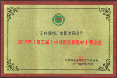 2017年第三屆中國(guó)建筑鋁型材十強(qiáng)企業(yè)